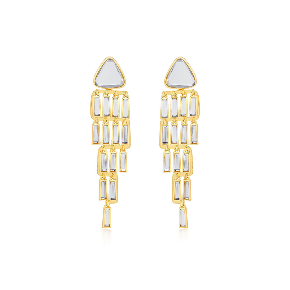 Isharya Fete Mirror Waterfall Earrings In 18Kt Gold Plated