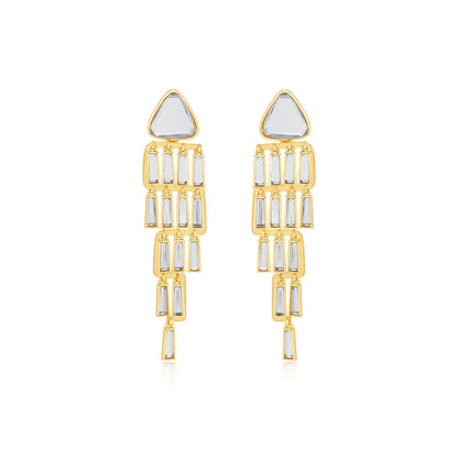 Isharya Fete Mirror Waterfall Earrings In 18Kt Gold Plated