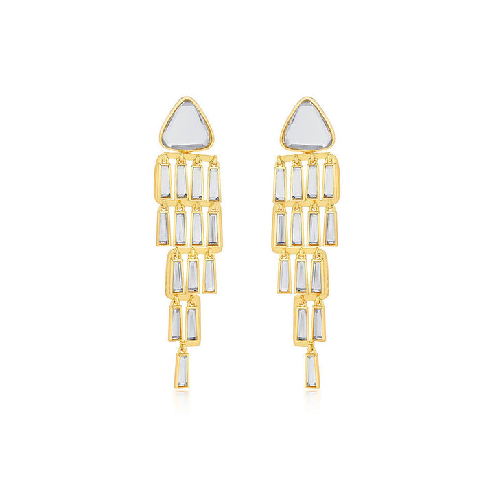 Isharya Fete Mirror Waterfall Earrings In 18Kt Gold Plated