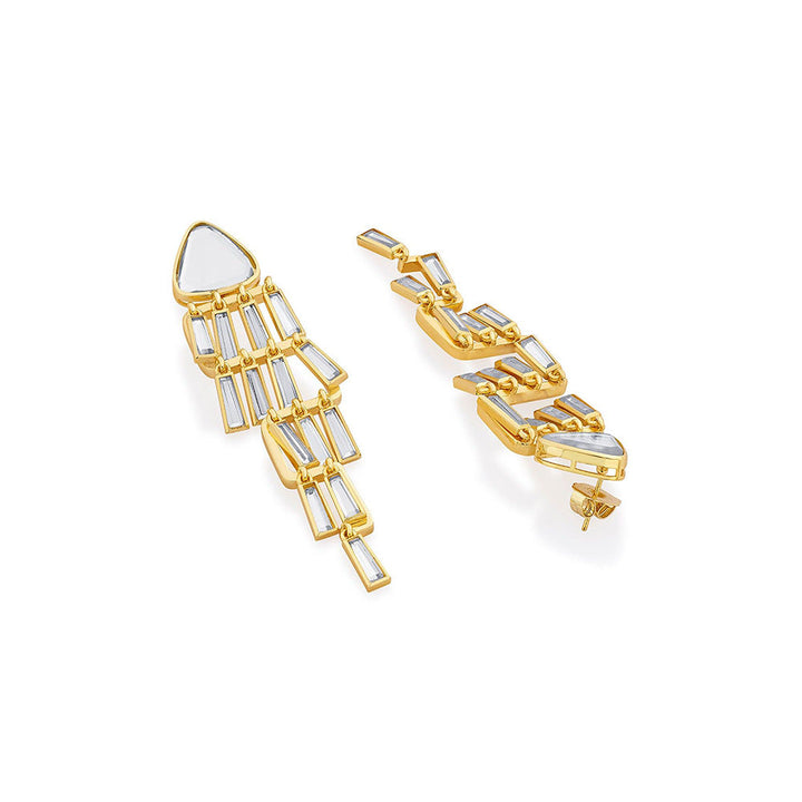 Isharya Fete Mirror Waterfall Earrings In 18Kt Gold Plated