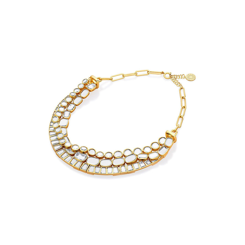 Isharya Glimmer Layered Necklace In 18Kt Gold Plated