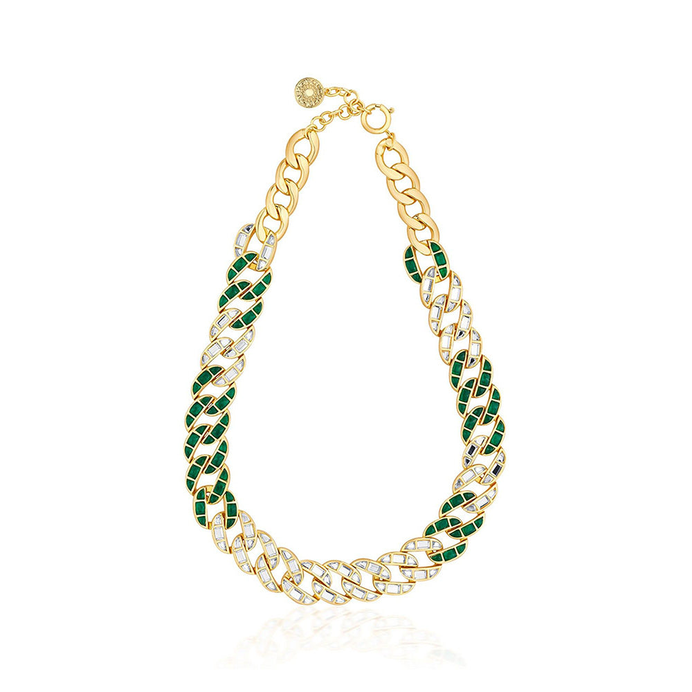 Isharya Fiesta Chain Link Necklace In 18Kt Gold Plated