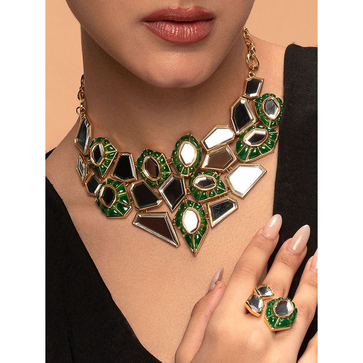 Isharya Fiesta Statement Necklace In 18Kt Gold Plated