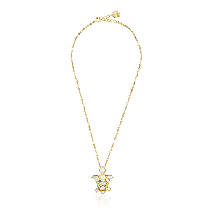 Isharya Flash Mirror Turtle Necklace In 18Kt Gold Plated