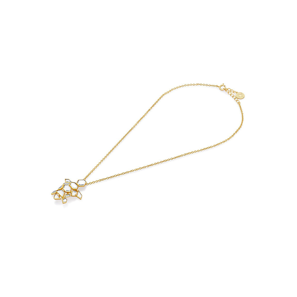 Isharya Flash Mirror Turtle Necklace In 18Kt Gold Plated