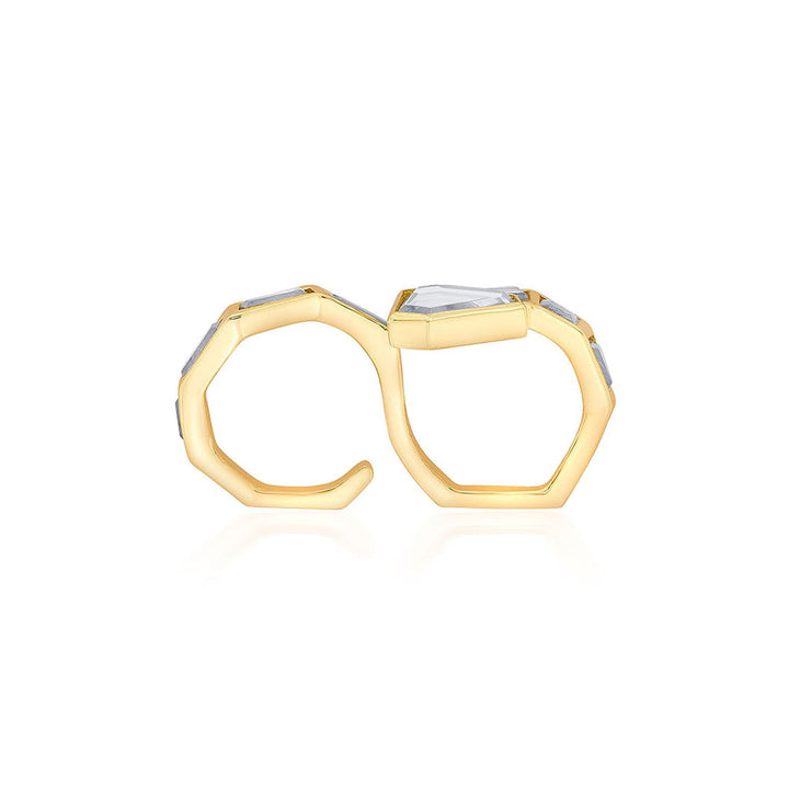 Isharya Dazzle Two-Finger Snake Ring In 18Kt Gold Plated