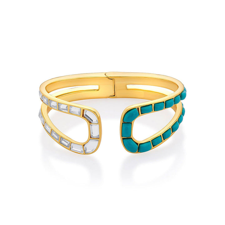 Isharya Glow Turquoise Open Cuff In 18Kt Gold Plated