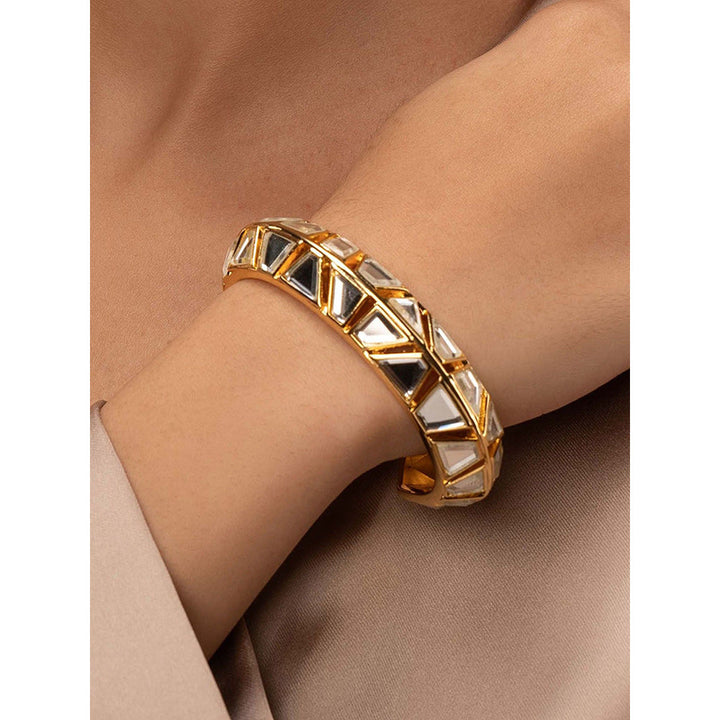 Isharya Glimmer Mirror Cuff In 18Kt Gold Plated