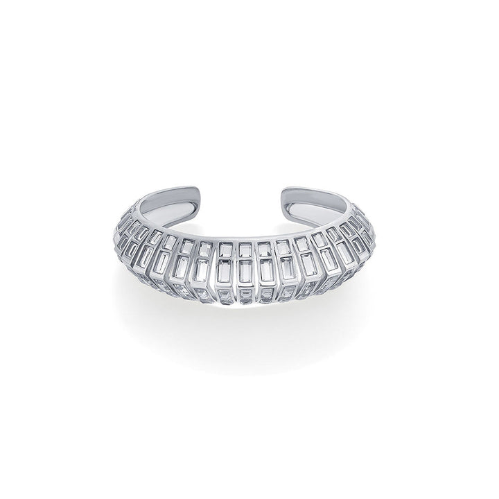 Isharya Silver Disco Mirror Rib Cuff