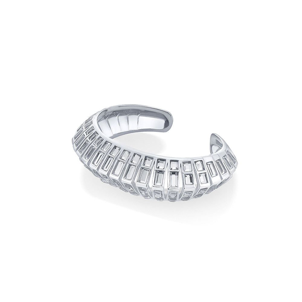 Isharya Silver Disco Mirror Rib Cuff