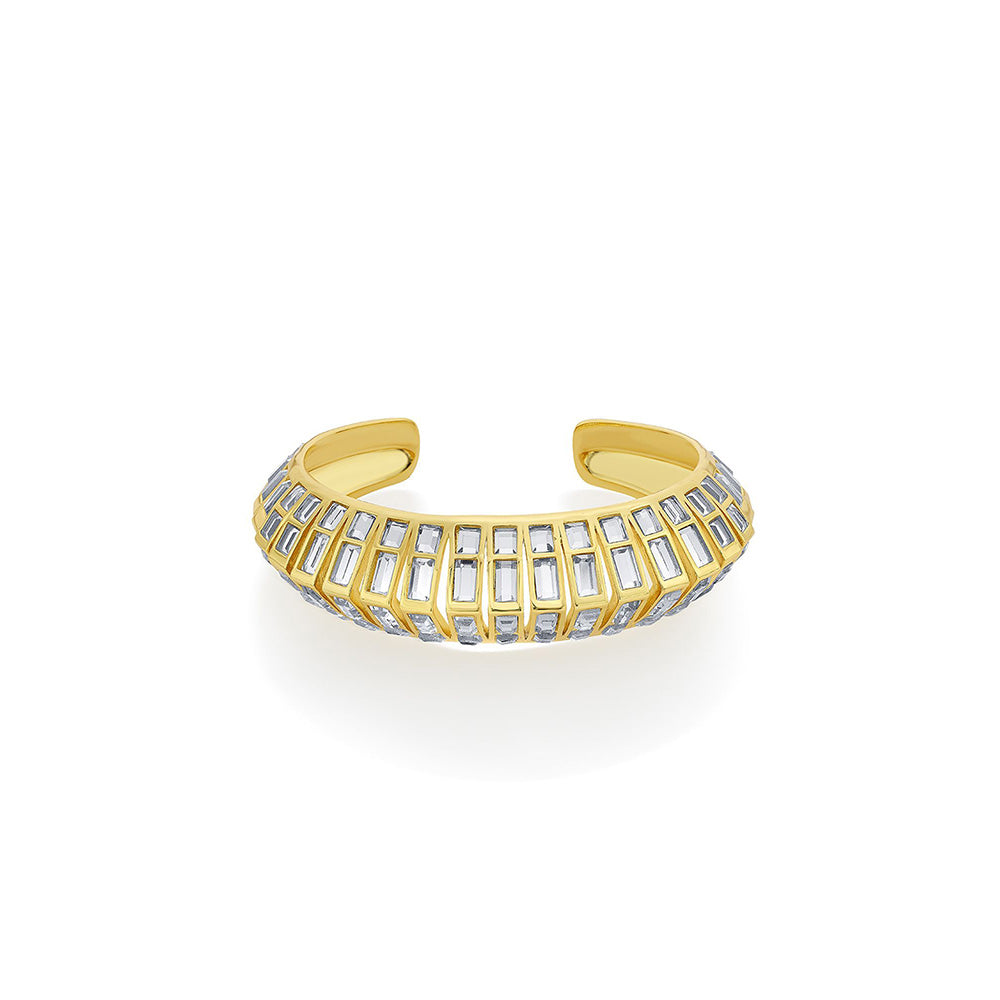 Isharya Disco Mirror Rib Cuff In 18Kt Gold Plated