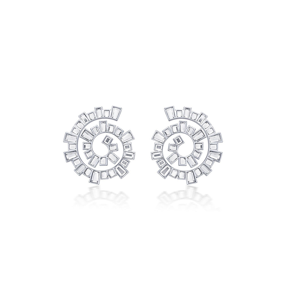 Isharya Silver Disco Mirror Spiral Earring