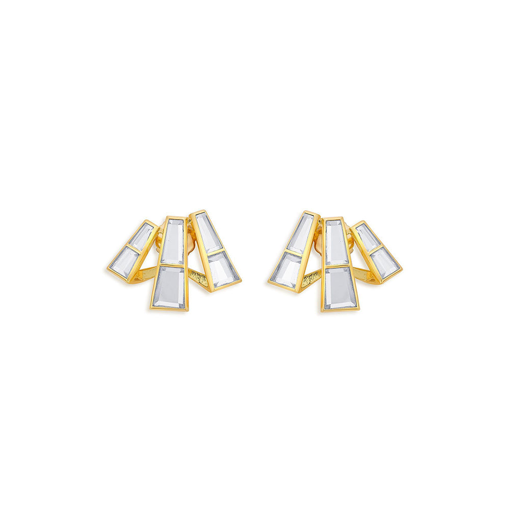 Isharya Three Pillars Stud Earrings In 18Kt Gold Plated