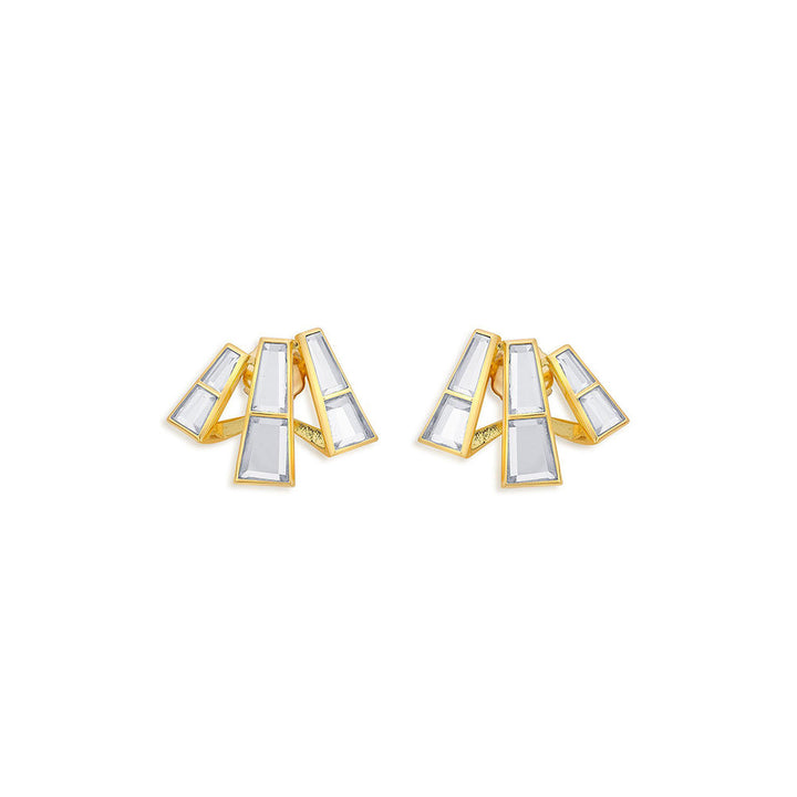 Isharya Three Pillars Stud Earrings In 18Kt Gold Plated