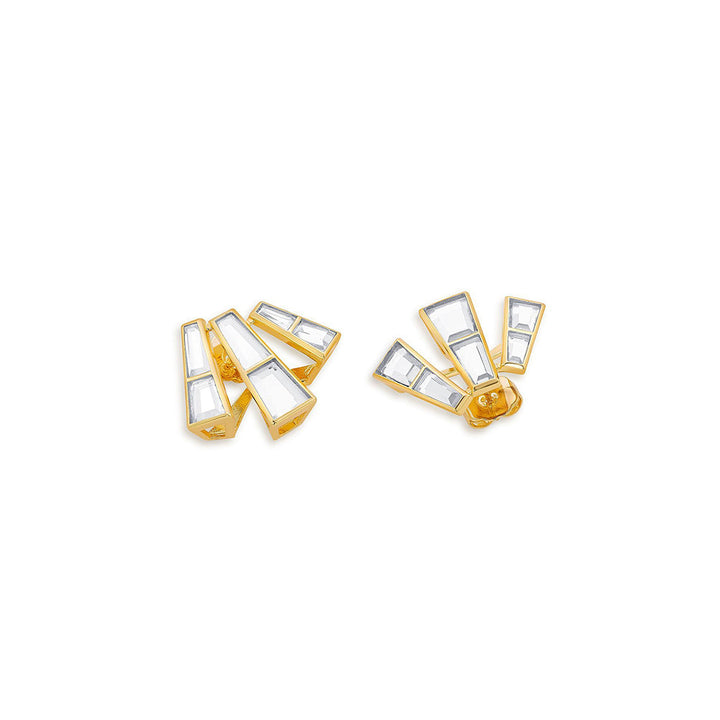 Isharya Three Pillars Stud Earrings In 18Kt Gold Plated