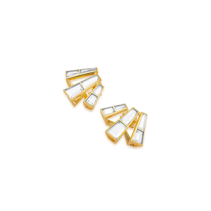 Isharya Three Pillars Stud Earrings In 18Kt Gold Plated