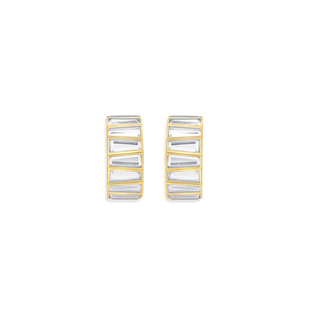 Isharya Baguette Huggie Earrings In 18Kt Gold Plated