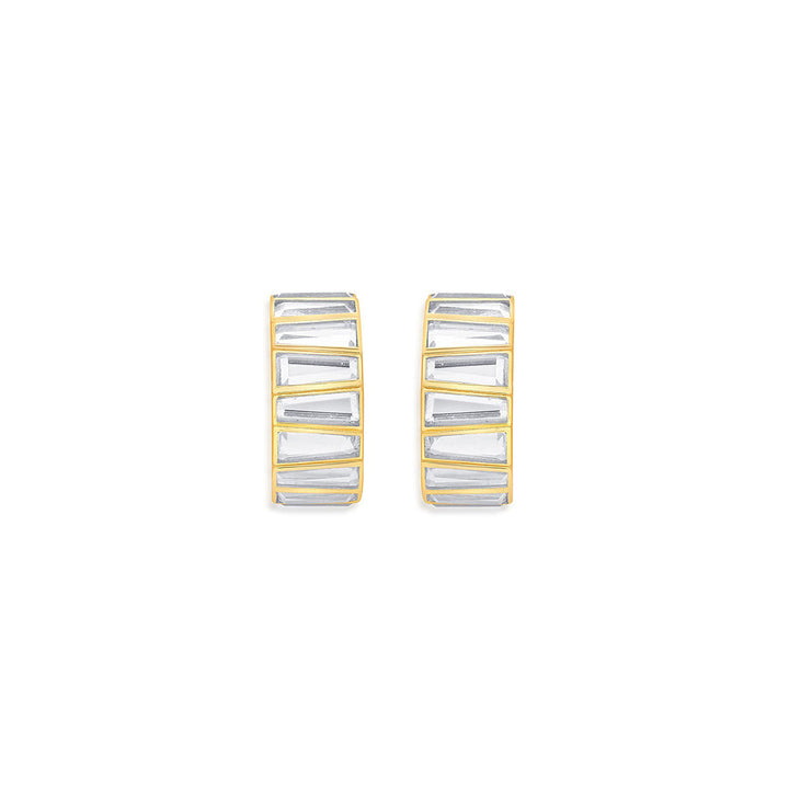 Isharya Baguette Huggie Earrings In 18Kt Gold Plated