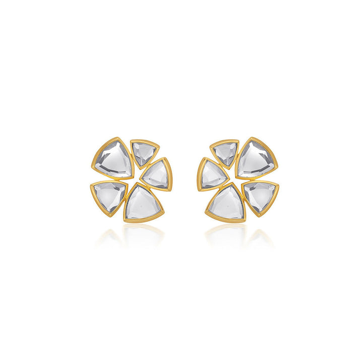 Isharya Inayat Statement Mirror Studs In 18Kt Gold Plated