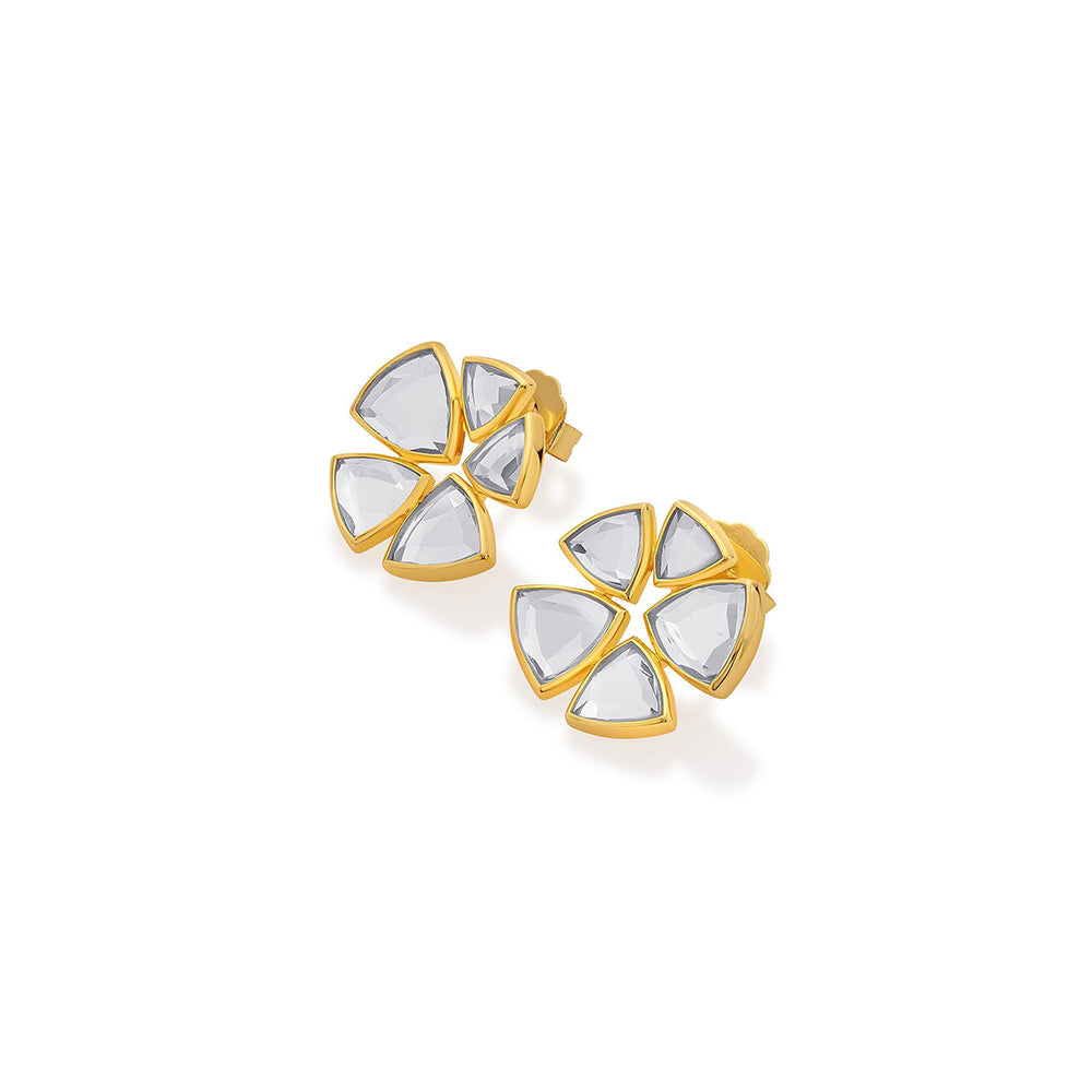 Isharya Inayat Statement Mirror Studs In 18Kt Gold Plated