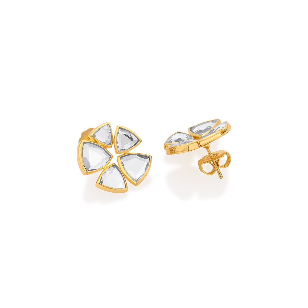 Isharya Inayat Statement Mirror Studs In 18Kt Gold Plated