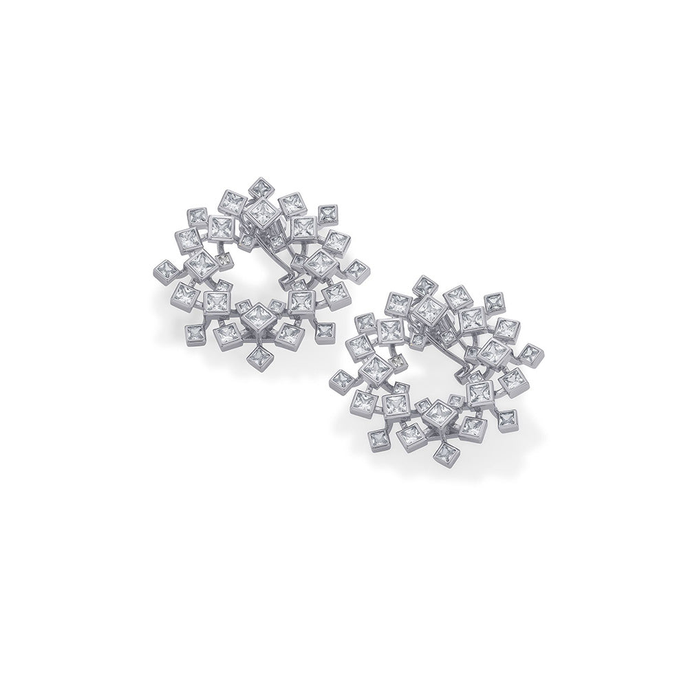 Isharya Ada Starburst Mirror Studs In 18Kt Gold Plated