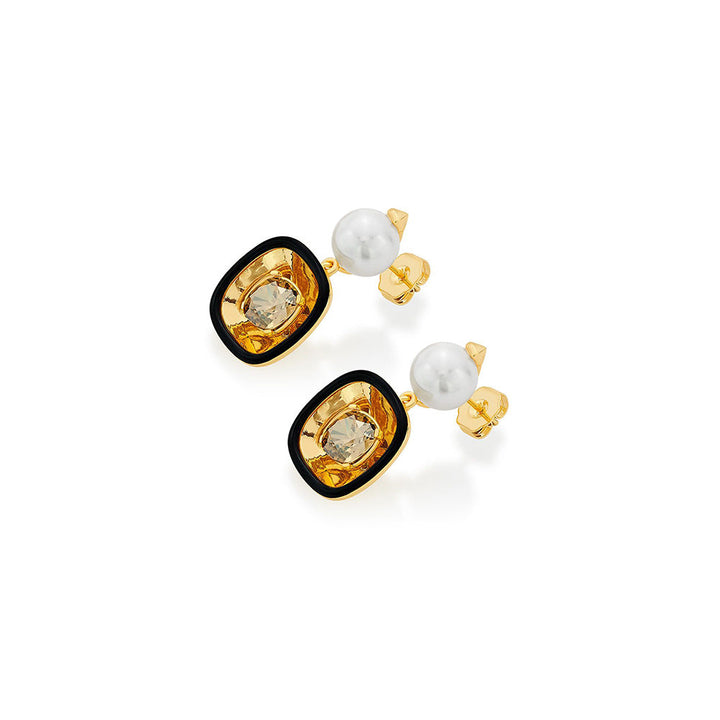 Isharya Bling Glory Wrap Crystal & Pearl Earrings In 18Kt Gold Plated