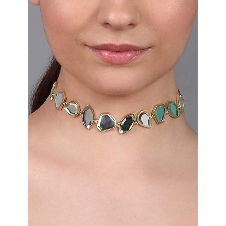 Isharya Celeste Playful Mirror Choker Necklace In 18Kt Gold Plated