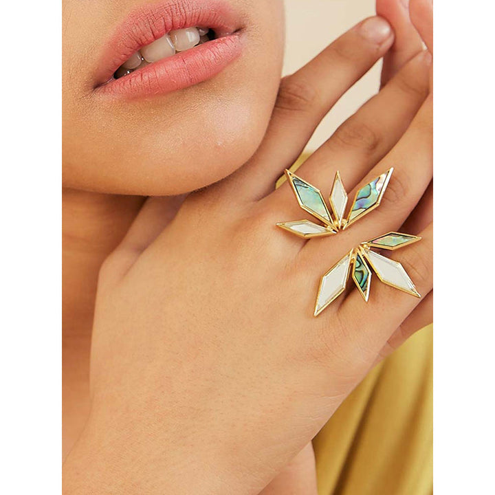 Isharya Demi Goddess Open Front Statement Ring In 18Kt Gold Plated