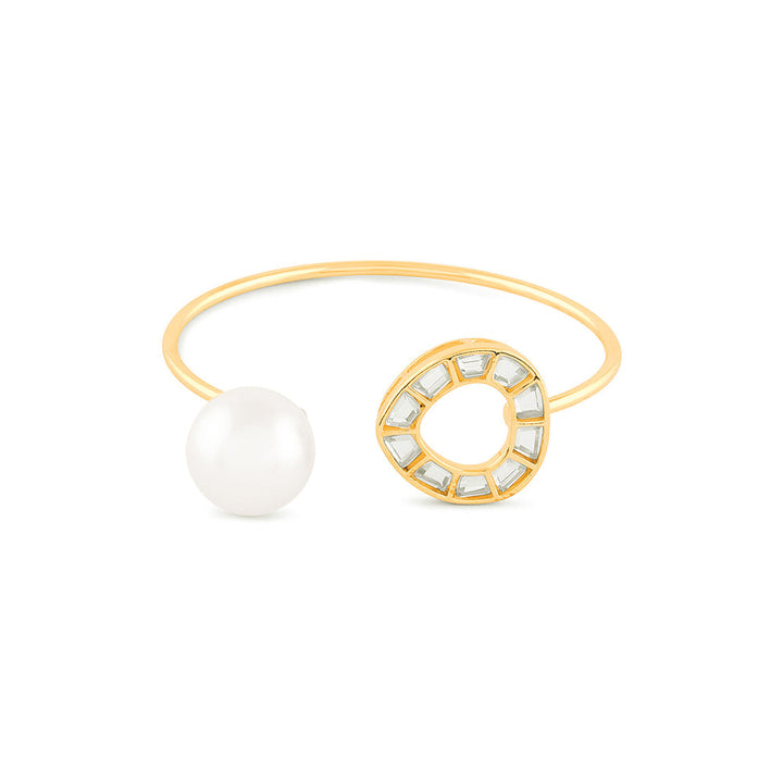 Isharya Essential Pearl Mirror Bracelet In 18Kt Gold Plated