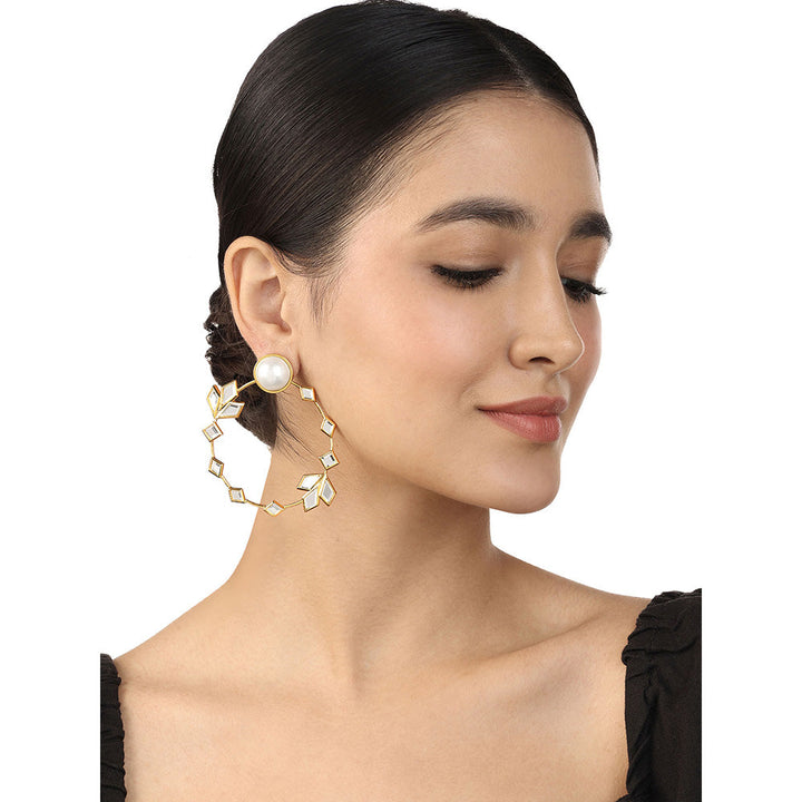 Isharya Flor Hoops Earrings In 18Kt Gold Plated