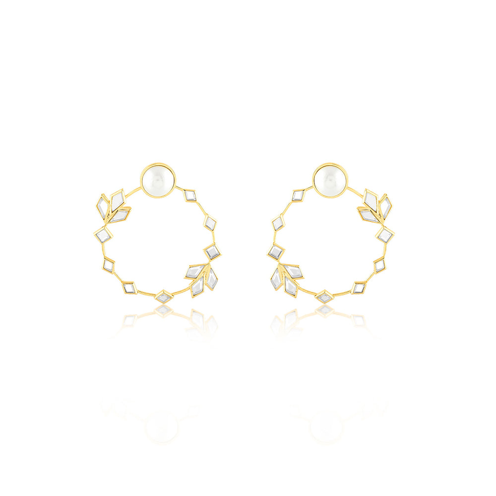 Isharya Flor Hoops Earrings In 18Kt Gold Plated