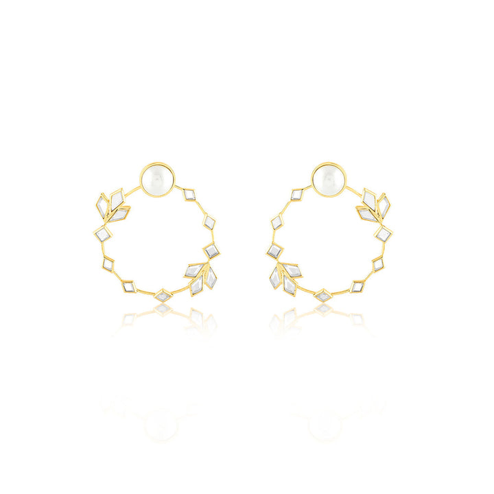 Isharya Flor Hoops Earrings In 18Kt Gold Plated