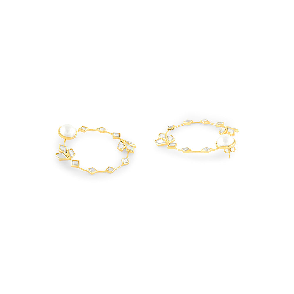 Isharya Flor Hoops Earrings In 18Kt Gold Plated