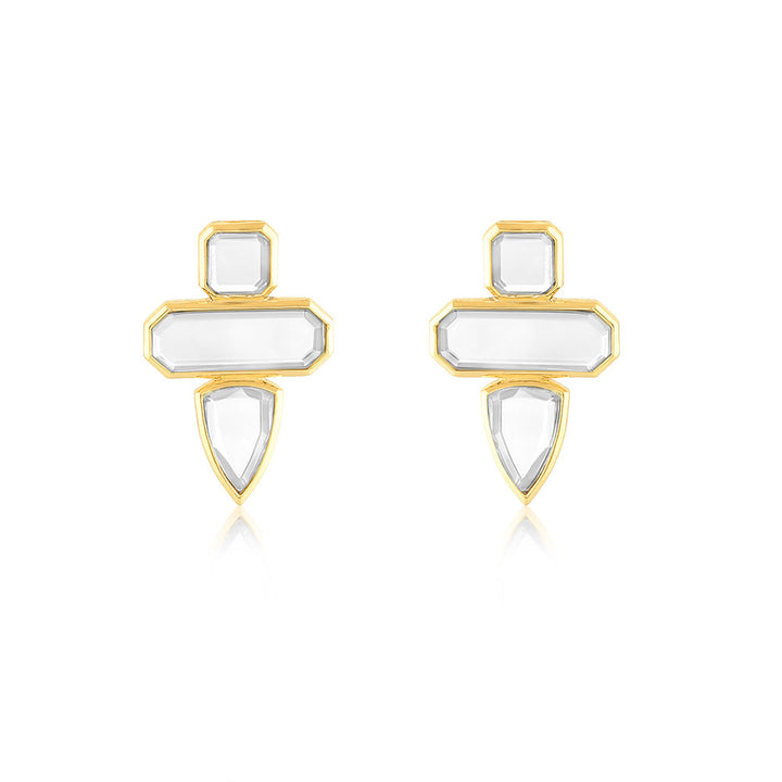 Isharya Lumen Trio Mirror Earrings In 18Kt Gold Plated