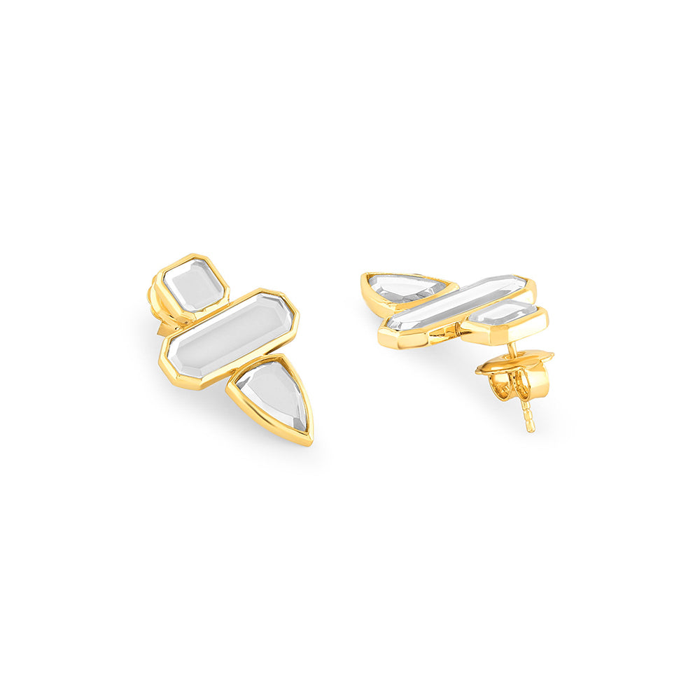 Isharya Lumen Trio Mirror Earrings In 18Kt Gold Plated