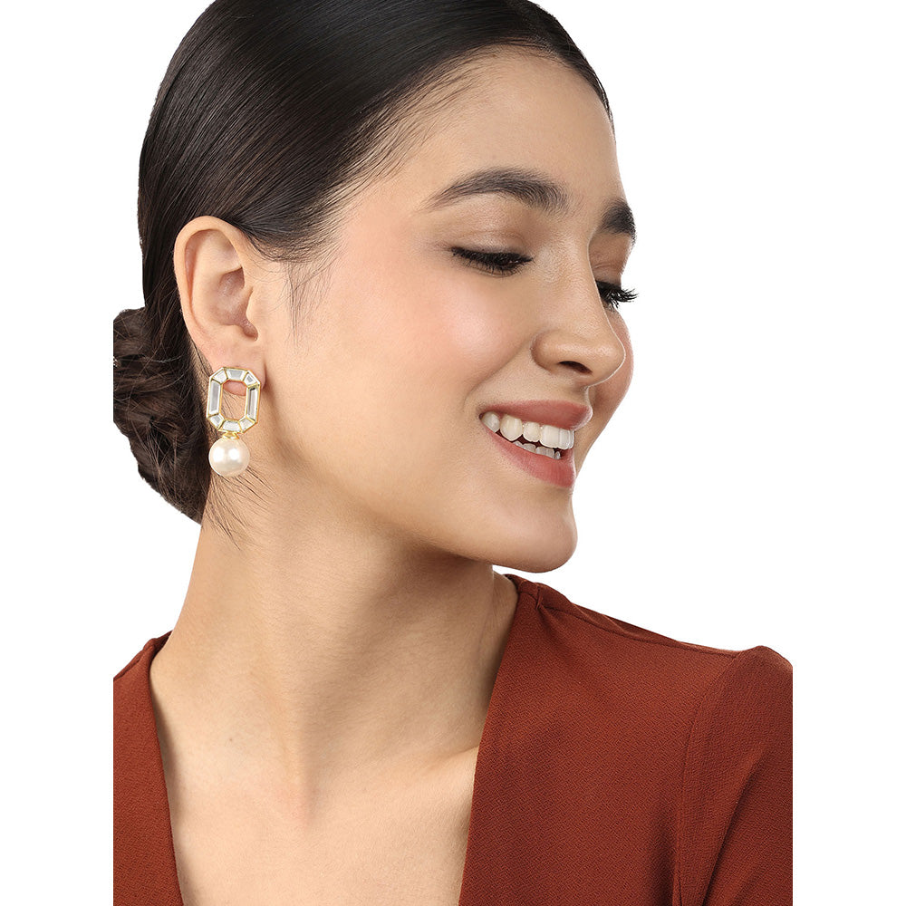 Isharya Lumen Perla Mismatched Earrings In 18Kt Gold Plated