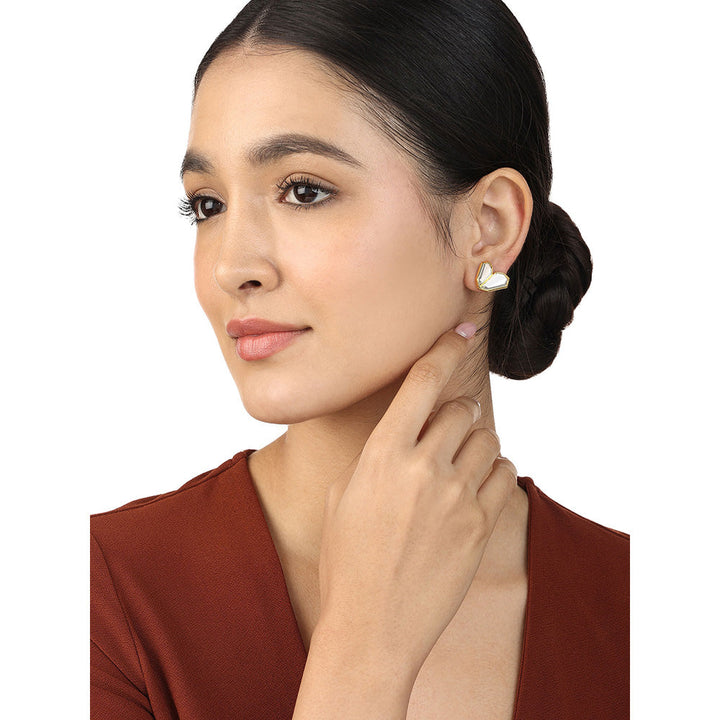 Isharya Essential Mirror Stud Earrings In 18Kt Gold Plated