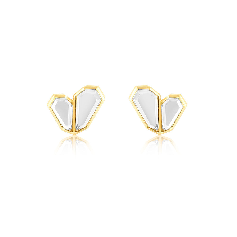 Isharya Essential Mirror Stud Earrings In 18Kt Gold Plated