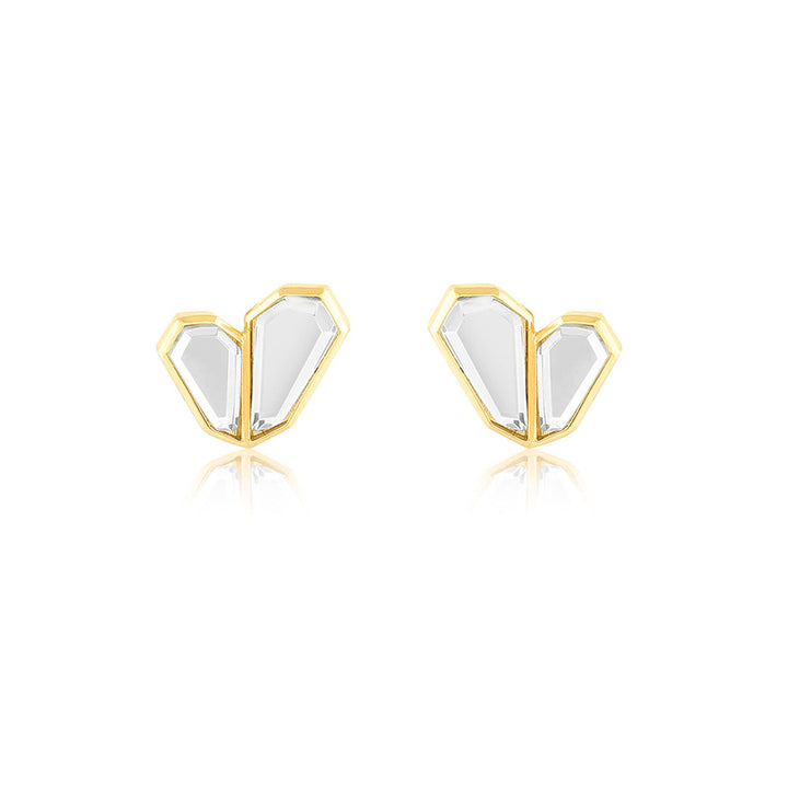 Isharya Essential Mirror Stud Earrings In 18Kt Gold Plated