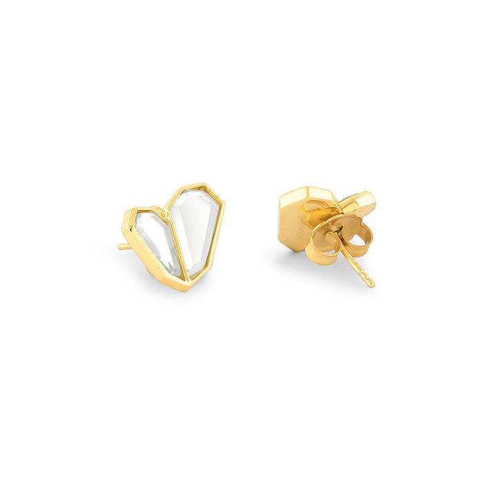 Isharya Essential Mirror Stud Earrings In 18Kt Gold Plated