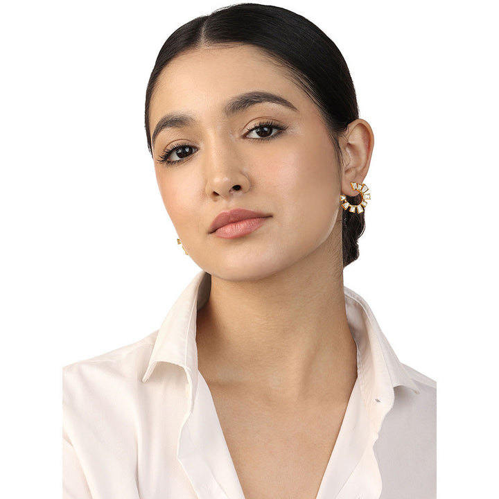 Isharya Fete Mirror Starburst Hoop Earrings In 18Kt Gold Plated