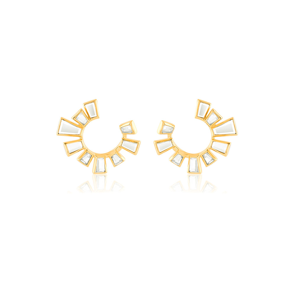 Isharya Fete Mirror Starburst Hoop Earrings In 18Kt Gold Plated