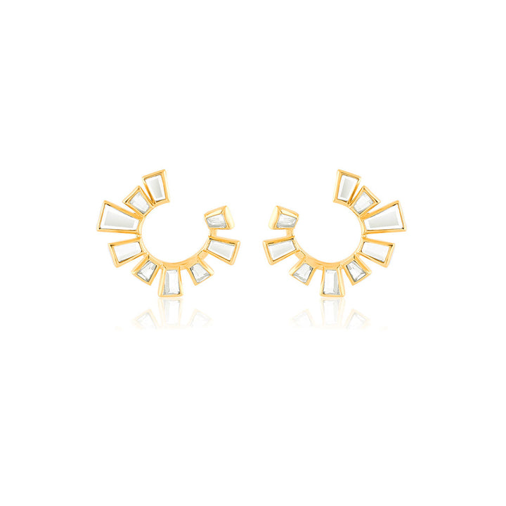 Isharya Fete Mirror Starburst Hoop Earrings In 18Kt Gold Plated