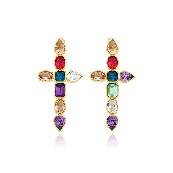 Isharya Banger Multi-Color Crystal Earrings in 18Kt Gold Plated