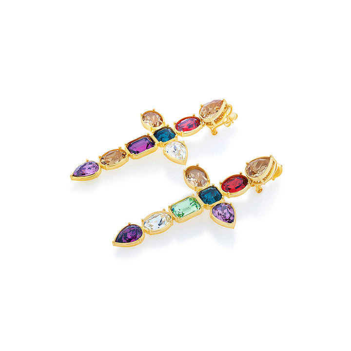 Isharya Banger Multi-Color Crystal Earrings in 18Kt Gold Plated