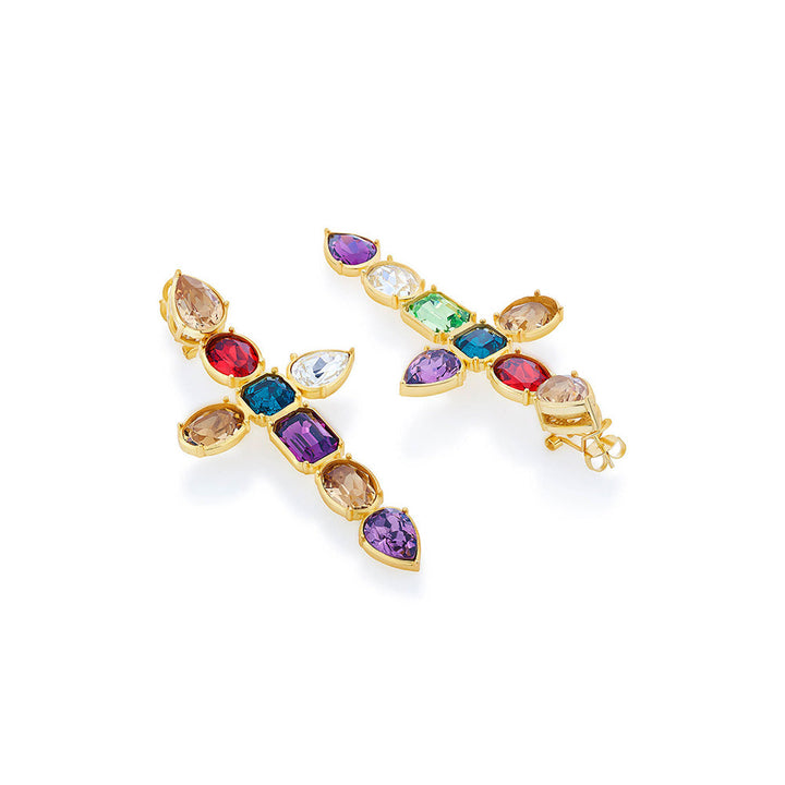 Isharya Banger Multi-Color Crystal Earrings in 18Kt Gold Plated