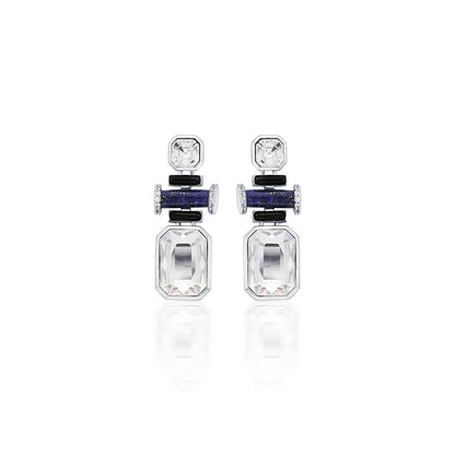 Isharya Digital Blue Crystal Earrings In Rhodium and Signature Colored Plating