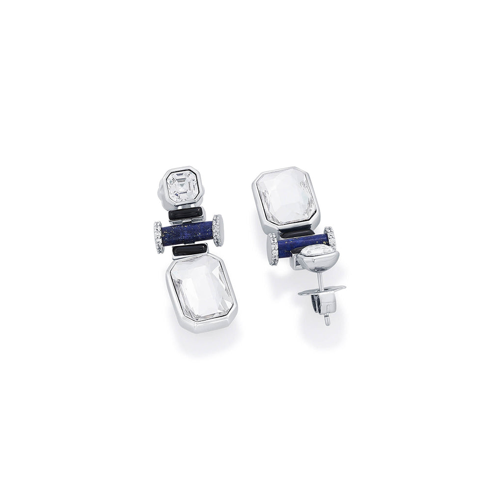 Isharya Digital Blue Crystal Earrings In Rhodium and Signature Colored Plating