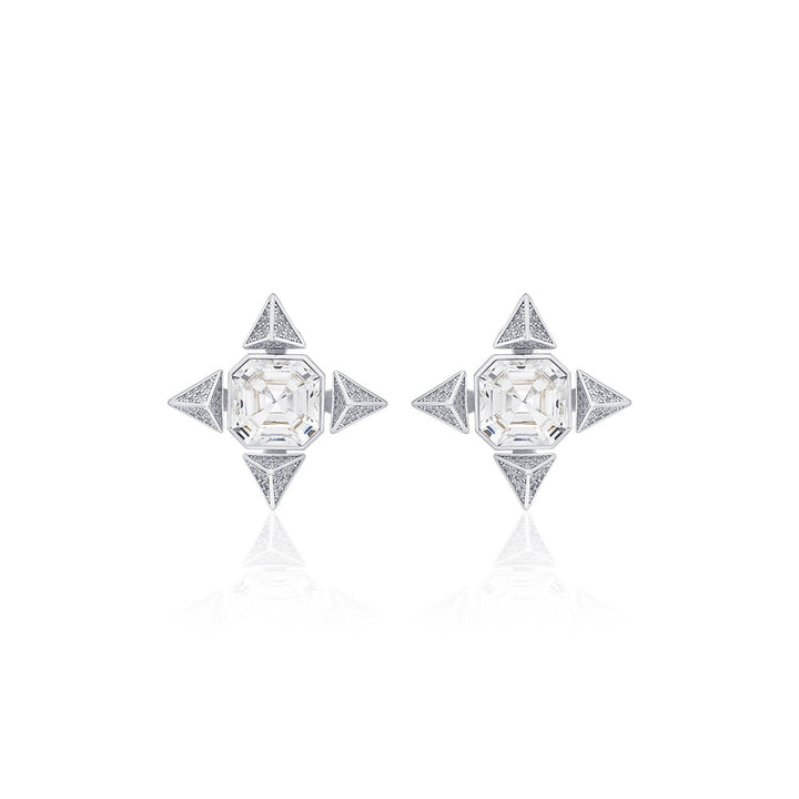 Isharya Chrome Star Earrings In Rhodium and Signature Colored Plating